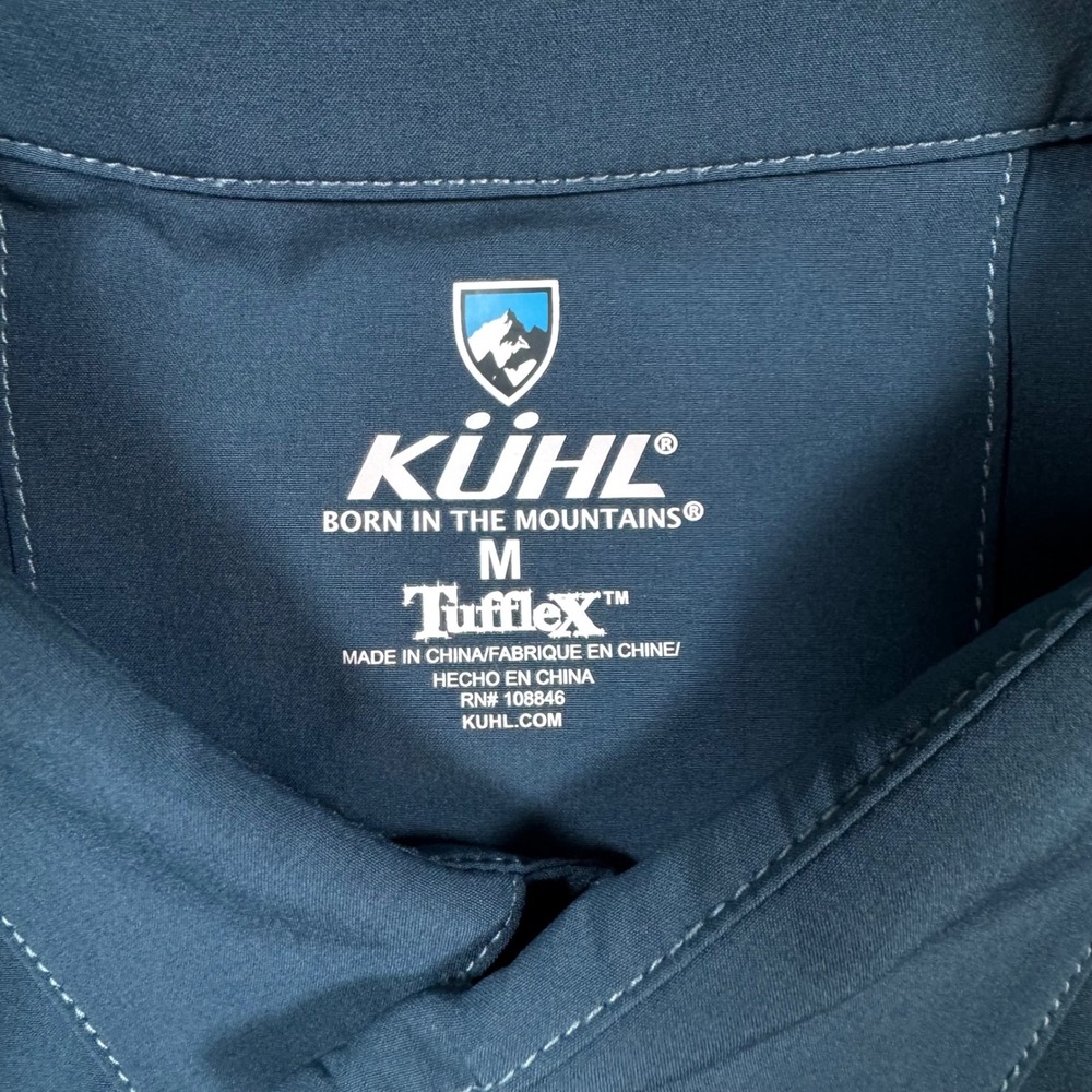 KUHL Tufflex Short Sleeve Shirt Mens Medium Blue Button Up Hiking 3069 - Picture 4 of 8